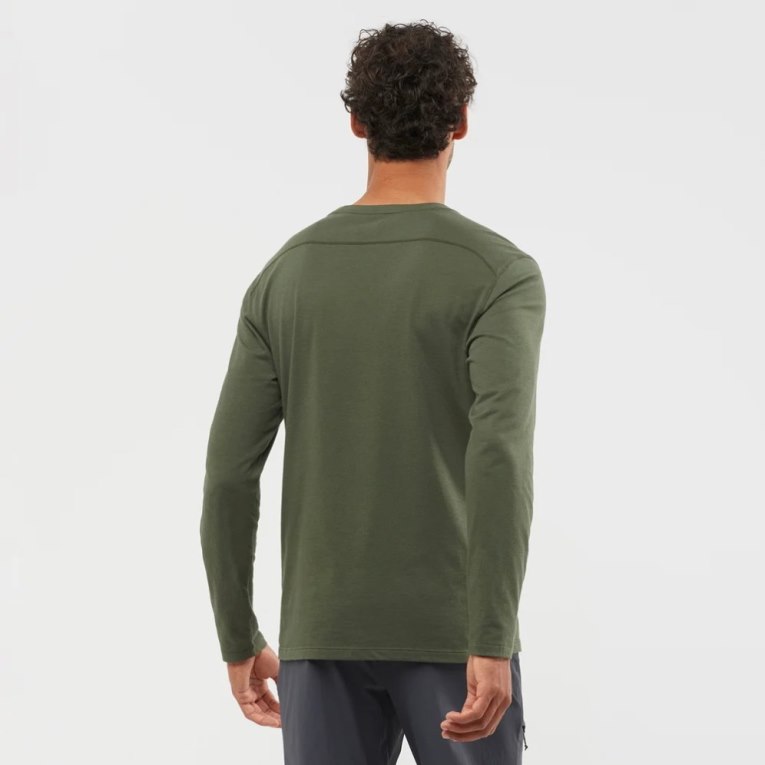 Salomon Essential Long Sleeve Tricko Panske Olivovo Zelená | SK 3OYQSI